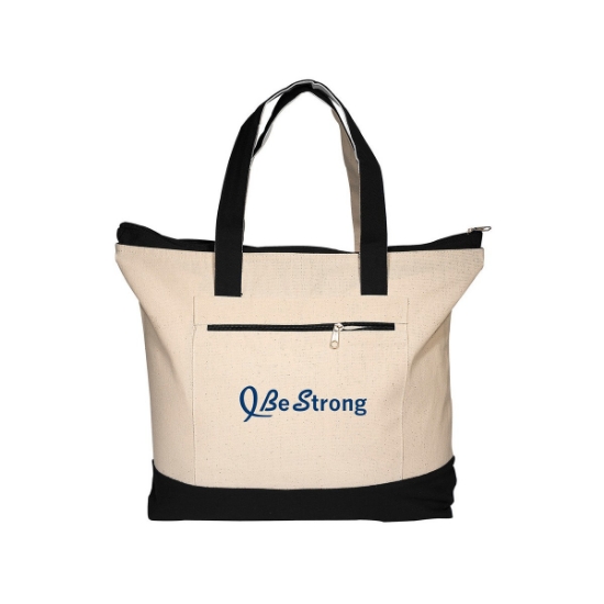 Zippered Cotton Canvas Tote Bag