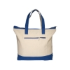 Zippered Cotton Canvas Tote Bag - Blue