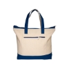 Zippered Cotton Canvas Tote Bag - Blue-Navy