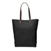 Urban Cotton Tote Bag with Leather Handles - Black