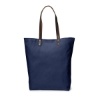 Urban Cotton Tote Bag with Leather Handles - Blue-Navy