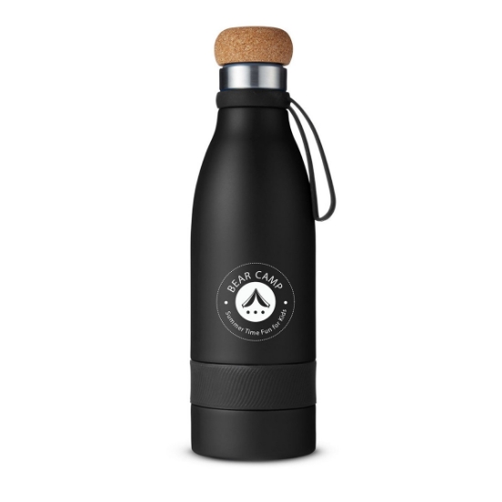 19 oz Double Wall Vacuum Insulated Bottle With Cork Lid