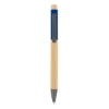 Bamboo Barrel with Gunmetal Clip Pen - Blue-Royal