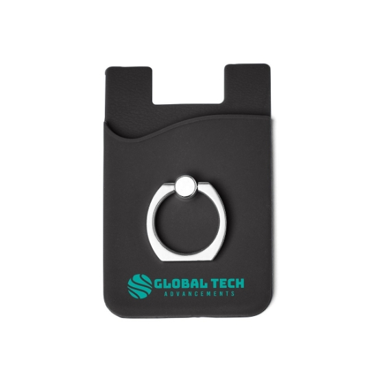 Silicone Card Holder with Metal Ring Phone Stand