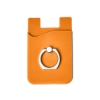 Silicone Card Holder with Metal Ring Phone Stand - Orange