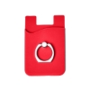 Silicone Card Holder with Metal Ring Phone Stand - Red