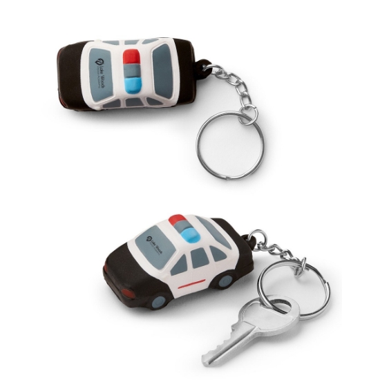 Police Car Shape Stress Ball Keychain