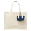 Mini Recycled Cotton Tote Bag with Charm - Blue