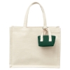 Mini Recycled Cotton Tote Bag with Charm - Green