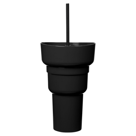 1L Recycled PP Stadium Tumbler with Snack Bowl - Black