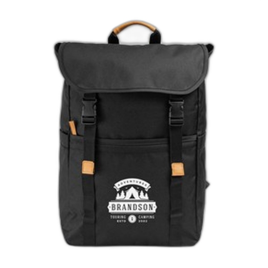 Lund - 600D RPET Backpack - Silkscreen - Black