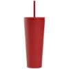 Spire - 24 oz Soft Touch Double Wall Recycled Plastic Tumbler w/ Straw - Silkscreen - Red
