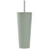 Spire - 24 oz Soft Touch Double Wall Recycled Plastic Tumbler w/ Straw - Silkscreen - Sage
