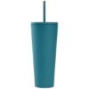 Spire - 24 oz Soft Touch Double Wall Recycled Plastic Tumbler w/ Straw - Full-Color Inkjet - Teal
