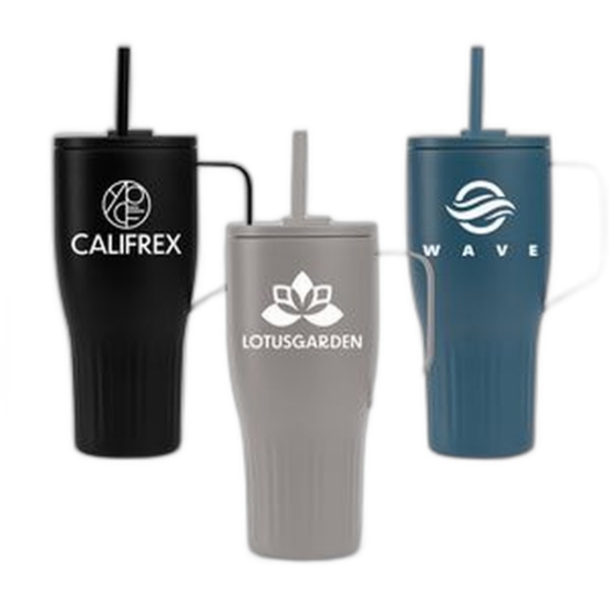 Majesty Recycled Stainless Steel Straw Tumbler - 30 oz. - Silkscreen - Black