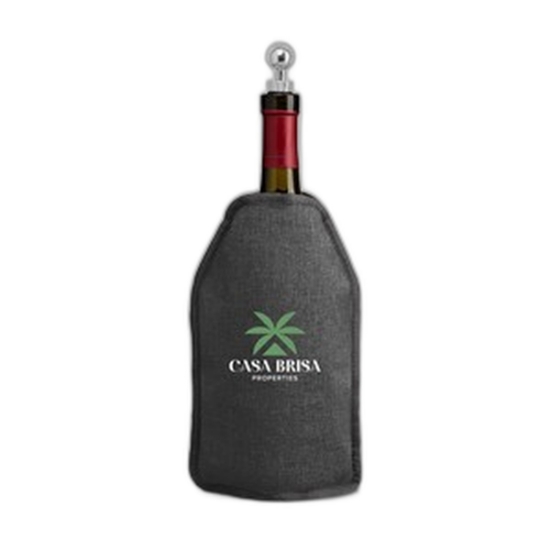Nest Recycled Polyester Heathered Wine Bottle Cooler - 6.4 x 8.9 in. - Heat Transfer - Gray