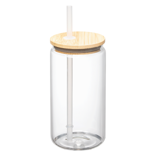 Cádiz Glass Bamboo Lid Tumbler - 17 oz. - Laser