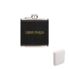 Promotional Leatherette Wrapped 6 Oz. Stainless Steel Hip Flask Black SNGSFK