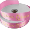 Promotional 1 1/2 Badge Satin Ribbon - 100yd Roll - Foil Print Brite Pink FP50BAR1510
