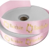 Promotional 1 1/2 Badge Satin Ribbon - 25yd Roll - Foil Print Pink FP50BAR1525
