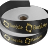 Promotional 1 1/2 Badge Satin Ribbon - 50yd Roll - Foil Print Black FP50BAR1550