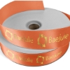 Promotional 1 1/2 Badge Satin Ribbon - 50yd Roll - Foil Print Orange FP50BAR1550