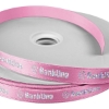 Promotional 5/8 Badge Satin Ribbon - 25yd Roll - Foil Print Brite Pink FP50BAR5825