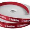 Promotional 5/8 Badge Satin Ribbon - 25yd Roll - Foil Print Red FP50BAR5825