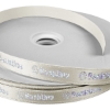 Promotional 5/8 Badge Satin Ribbon - 50yd Roll - Foil Print Eggshell Beige FP50BAR5850