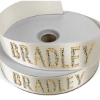 Promotional 1 1/2 Badge Satin Ribbon - 100yd Roll - Sparkle Eggshell Beige SP50BAR1510