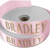 Promotional 1 1/2 Badge Satin Ribbon - 25yd Roll - Sparkle Pink SP50BAR1525