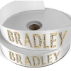 Promotional 1 1/2 Badge Satin Ribbon - 25yd Roll - Sparkle White SP50BAR1525