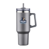 Promotional 40 Oz. Travel Mug with Handle & Straw Silver DRK17