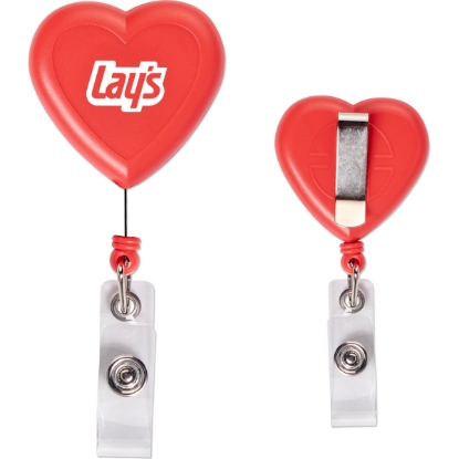 Custom Heart Shaped Badge Reel with Logo S11221X