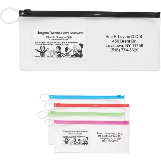 Custom Pouch w/ Business Card Slot & Assorted Color Trim with Logo DENPCH