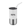 Promotional 16 Oz. Double Wall Tumbler with Straw White/Silver DRK1