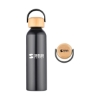 Promotional 24 Oz. 100% Recycled Aluminum Bottle with Bamboo Lid Black/Wood Brown DRK32