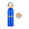 Promotional 24 Oz. 100% Recycled Aluminum Bottle with Bamboo Lid Blue/Wood Brown DRK32