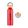 Promotional 24 Oz. 100% Recycled Aluminum Bottle with Bamboo Lid Red/Wood Brown DRK32