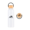 Promotional 24 Oz. 100% Recycled Aluminum Bottle with Bamboo Lid White/Wood Brown DRK32