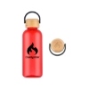 Promotional 21 Oz. RPET Water Bottle with Bamboo Lid Red/Wood Brown DRK33