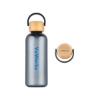 Promotional 21 Oz. RPET Water Bottle with Bamboo Lid Smoke Gray/Wood Brown DRK33