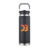 Promotional 30 Oz. Vacuum Bottle with Straw and Carry Handle Black DRK34