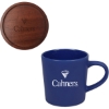Promotional 16 Oz. Ceramic Mug with Lid/Coaster Blue/Wood Brown DRK35