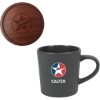Promotional 16 Oz. Ceramic Mug with Lid/Coaster Gray/Wood Brown DRK35