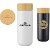Custom 10 Oz. Double Wall Ceramic Mug with Bamboo Lid with Logo DRK39