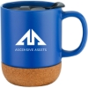 Promotional 12 Oz. Mug and Cork Base and Lid Blue/Brown DRK4