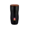 Promotional 12 Oz. Double Wall Ceramic Tumbler with Lid Black/Wood Brown DRK42