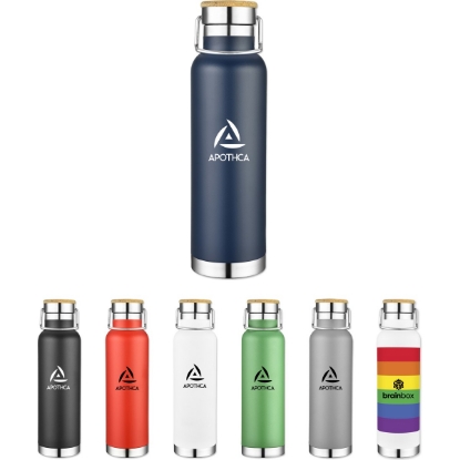 Custom 22 Oz. Double Wall Vacuum Bottle with Bamboo Lid with Logo DRK8