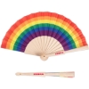 Promotional Wood Foldout Hand Fan Natural Wood Brown/Rainbow Various FAN7